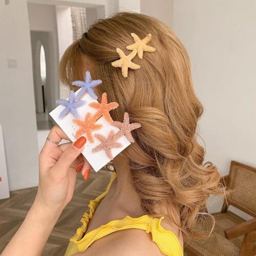 Hair Clips Girls Jewelry Sea Star Hair Clips Korean Barrette Pink Hairpins New Women Top Bangs Broken Side Hair Accessories