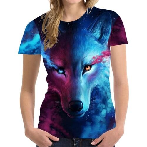 2022 New Hot Sale Short-sleeved Summer Woman 3DT Shirt O-neck Wolf Head Print Short-sleeved Couple T-shirt Animal Top Streetwear