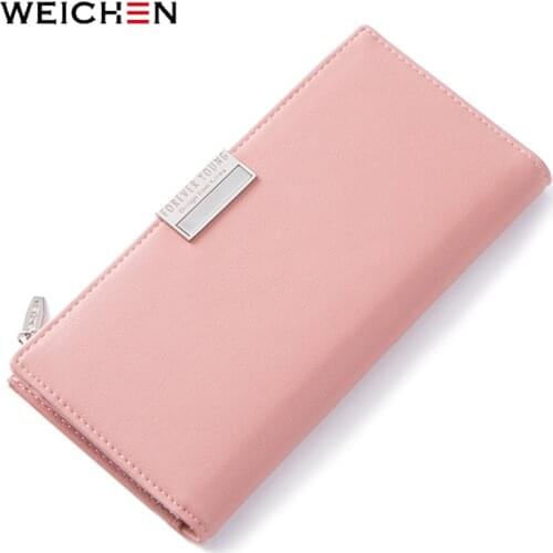 WEICHEN Brand Design Pink Women Wallets Card Holder Cell Phone Pocket Coin Purse Synthetic Leather Ladies Wallet Female Carteira