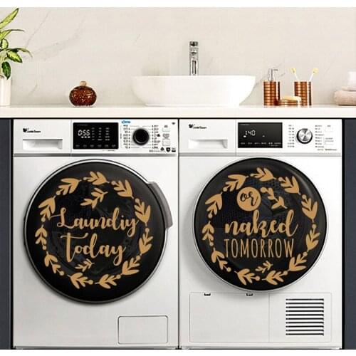 Gold Round Roll Wall Stickers Decor For Bathroom Decoraton Laundry Room Poster Washing Machine Decals Vinyl Decorative Art Mural