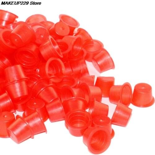 100pc Plastic Disposable Microblading Tattoo Ink Cups Permanent Makeup Pigment Clear Holder Container Cap Tattoo Accessory