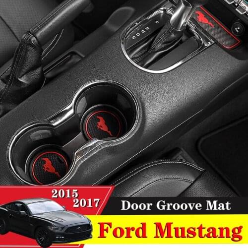 12PCS For Ford Mustang 2015 2016 2017 Car Accessories Gate Slot Pad Rubber Anti-Slip Non-Slip Mat Door Groove Mat