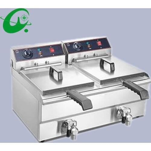 20L Commercial electric table counter top Grill Frying pan French fries machine double cylinder double screen Top deep fryers