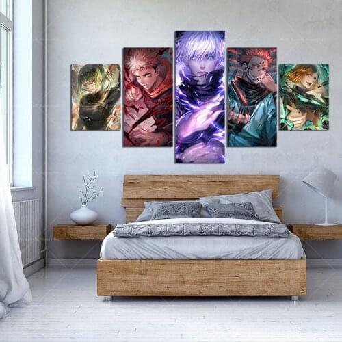 5Pieces HD Jujutsu Kaisen Anime Poster Canvas Painting Picture Wall Art Living Kids Room Home Decor