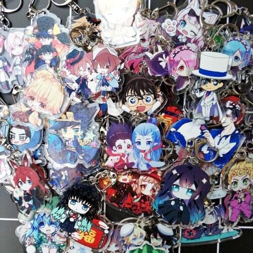 Random Surprise Lucky Box Acrylic Keychain Fashion Anime Two-sided Cosplay Japanese Cartoon Figure Pendant Keyring Xmas Gift