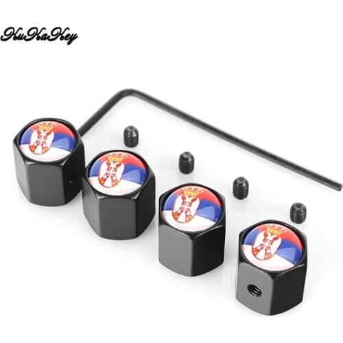 Anti-theft Car Wheel Tire Air Valve Caps Serbia Flag Emblem Tyre Caps Stem Capa For Toyota DustProof Universal Cover Accessories