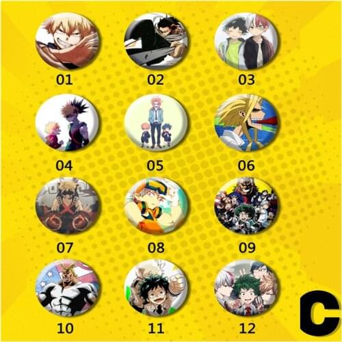 6pcs/12pcs set My Hero Academia Boku no Hero Academia Izuku Full Members Brooch Badge Pins Bag Animation Badge Brooches