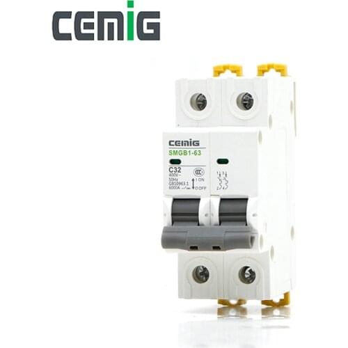 Cemig 2P AC MCB Miniature Circuit Breaker SMGB1-63 16A 20A 25A 32A 40A 50A 63A AC230/400