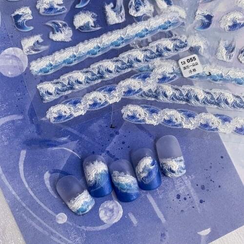 Fantasy Star Purple Marine Life Shell Nail Stickers Ultra-thin Lovely Floret Bear Design Relief Nail Decals