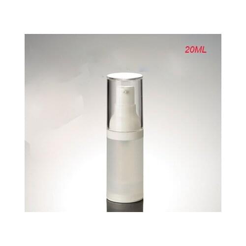 Hot 20ml airless bottle frosted body white pump transparent lid f serum lotion emulsion foundation cosmetic packing