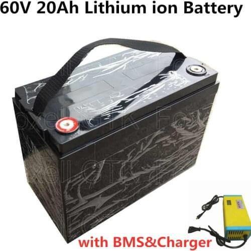 GTK waterproof case 60V 20Ah li-ion battery pack electric motorbike scooter battery with strong BMS + 67.2V 3A Battery Charger