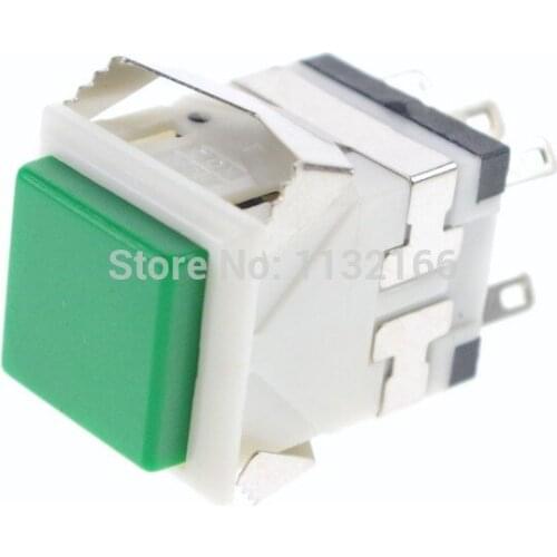 Green 6 Pin 17mm Mounting Hole Momentary Push Button Switch Without Light