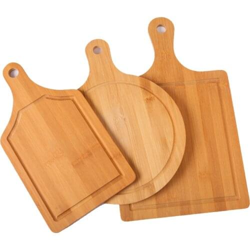 New Round Wooden Cutting Board Kitchen Cutting Board With Handle Solid Wood Food Board Pizza Bread Fruit Can Hang Cutting Board