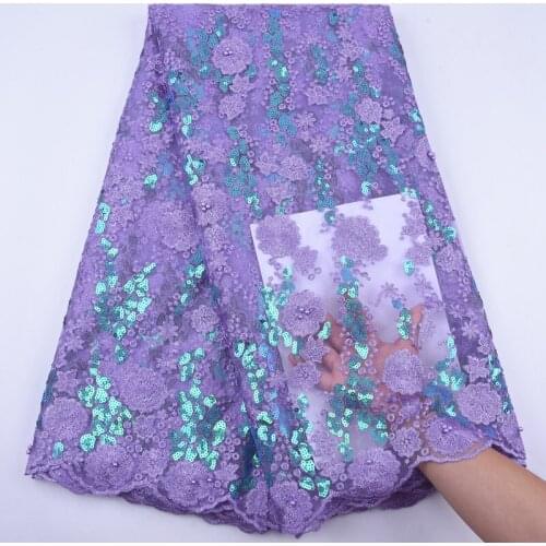 African 3D Organza Embroidered Tulle Lace Fabric With Sequins African Lace Fabric 2020 French High Quality Lace Fabric Y1956