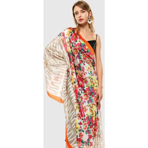 Spring Floral Silk Scarf Patchwork Print Foulard Office Lady Warm Wrap Stole Beach Sarongs [3378]