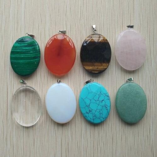 2019 Fahsion assorted Natural Stone oval egg shape rhombus Charms Pendants For DIY jewelry making 8pcs/Lot Wholesale Free