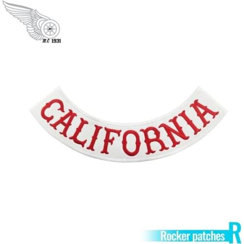 California Rocker Patches Embroidered Rider Iron On Back of Clothing DIY Patches Free shipping Eco-friendly customized