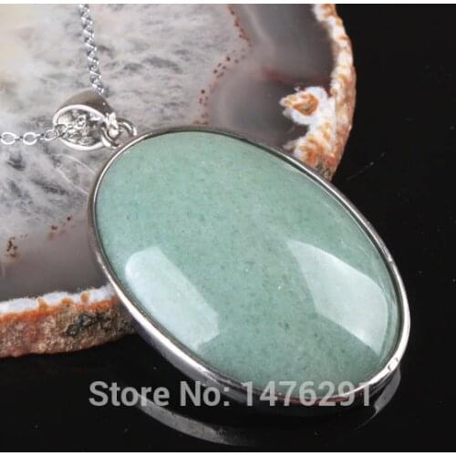 42X32MM Natural Aventurine Quartz Oval Bead Gem Pendant 1PCS