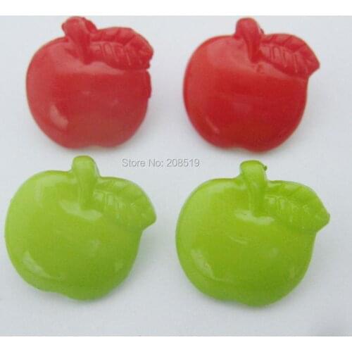 NBNNEW 100PCS Kids clothes buttons apple shape plastic nylon button shank style 17mm sewing craft decoration