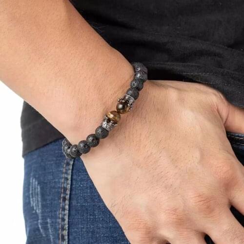 2021 new natural gem Beaded lovers bracelet Jewelry opal crown Beads Bracelet Fashion frosted volcano gift