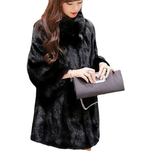 2021 New Women Autumn Winter Stand Collar Faux Mink Fur Coat Faux Fur Jacket Elegant Women Plush Winter Coats