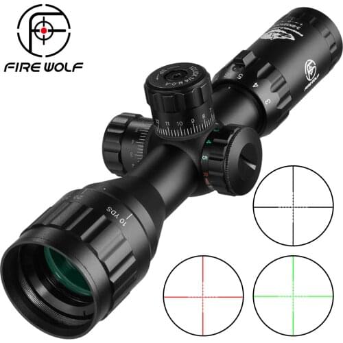 FIRE WOLF 3-9X32 Rifle Scope with Red Green Illuminated Cross Hunting Tactical Optical Scope Range Air Gun Pocket Mirror Sight