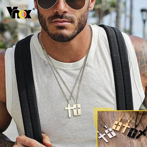 Vnox Basic Plain Cross Pendant Necklaces for Men Women,High Polished Stainless Steel Christian Prayer Religious Collar Jewelry
