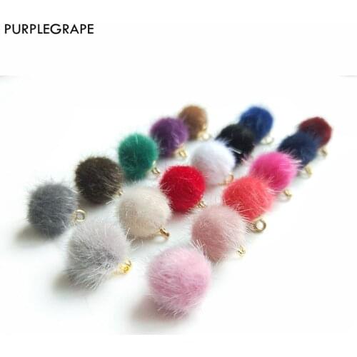 Hair ball solid color pendant diy earrings jewelry accessories production 11mm jewelry clothing hair accessories fashion 20pcs