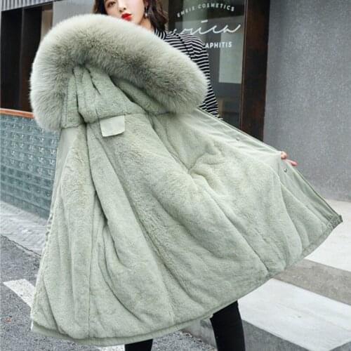 Plus Size Loose Cotton Padded Long Coat Warm Thicken Hooded Women Outerwear Fashion Big Fur Collar Parkas Female Winter Jacket