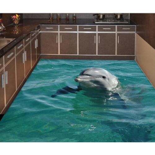 Home decoration waterproof adhesive PVC flooring wear Dolphins 3D floor