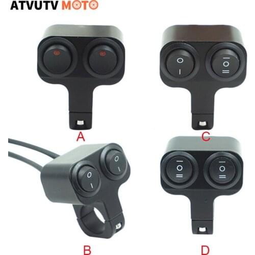 22mm Motorcycle Handlebar Switch ON OFF ON Button Motorbike Headlight Hazard Brake Fog Light Switches Aluminum Alloy Universal
