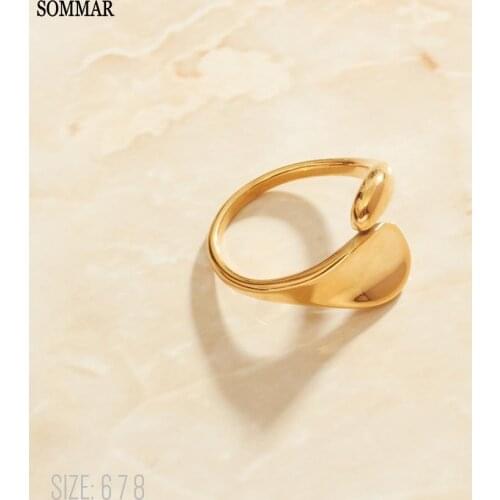 SOMMAR New Sale Gold Filled size 6 7 8 wedding ring for female Alien personality cold wind Jewelry on the neck jewellery