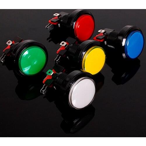 10 pcs 45mm Push Button Arcade Button Led Micro Switch 5V/12V Power Button Switch Set Green/Yellow/Red/White/Blu