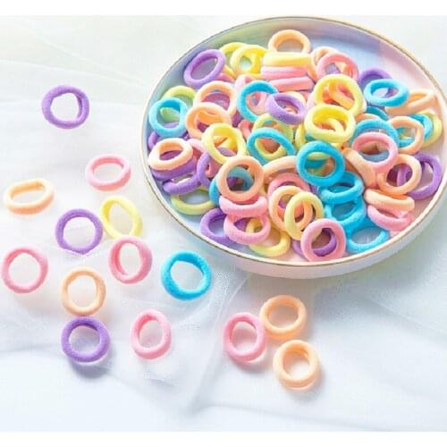 100 PCS/set All-match Base Hair Bands Large Intestine Hair Circle Elasticity Girls Head Rope Candy Color Small Rubber Band