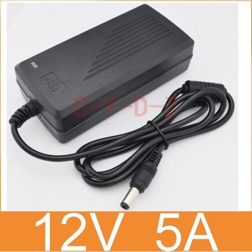 100PCS High quality IC solutions AC 100V-240V DC12V 5A Switch power supply, 60W LED adapter, DC 5.5*2.1-2.5mm +Free shipping