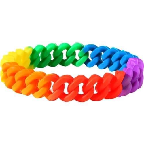2021 LGBT Fashion Sports Wristband Silicone Material Rainbow Personalized And Charm Bracelet Suitable For Coupless Accessories