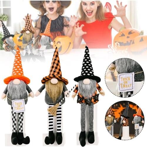 2021 Halloween Party Home Decoration Table Decor Long Legs with Broom Faceless Gnome Doll Home Decor Halloween Hanging Ornaments