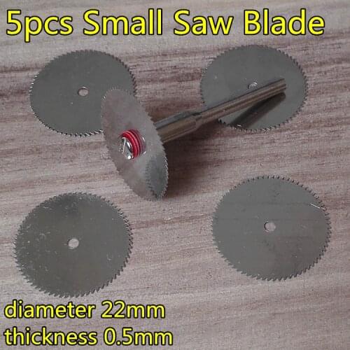 5pcs 22mm diameter 0.5mm thickness Anvikion Stainless Steel Small Saw Blade Cutting Wood Modeling tool with a rod