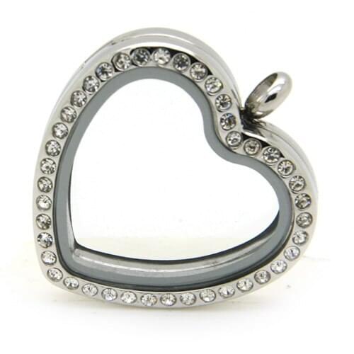 5pcs Stainless Steel Magnet Hinged 30mm Heart Shape Locket for Custom Floating Charms Keepsake Xmas Gift Magnetic Open