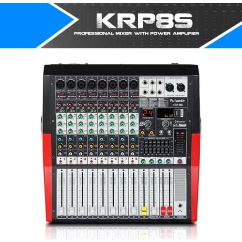 Fuluode 8 Channel Professional Mixer With power amplifier and reverberation function Support Bluetooth USB playback stage show