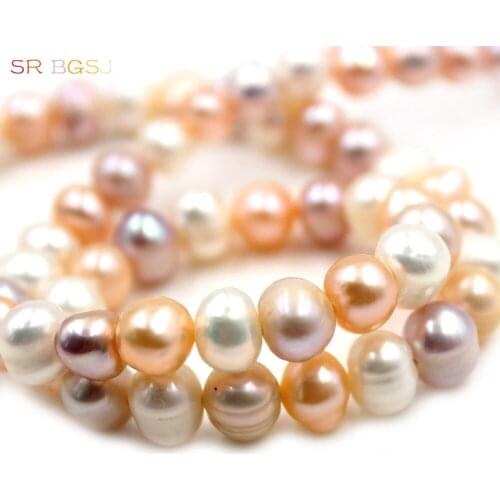 Free Shipping 7-8mm Very Beautiful Round Mixed Freshwater Pearl Beads Jewelry Making Strand 15"