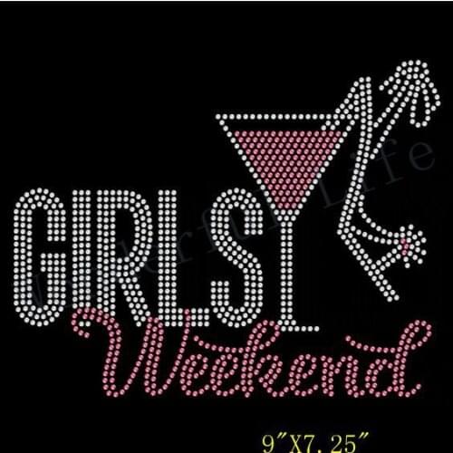Free Shipping Girls Weekend Martini Party Vegas hotfix rhinestone Iron On heat transfer bling transfer for clothing