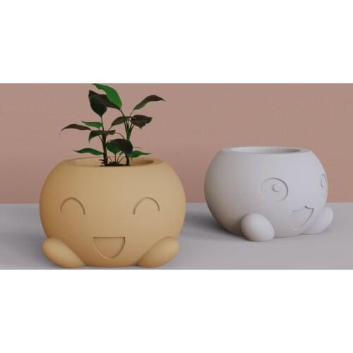 Concrete flowerpot silicone mold succulent green plant flowerpot mold manylittle monster expression concrete flowerpot molds