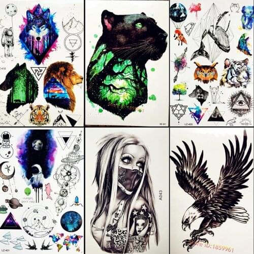 Black Panther Forest Temporary Tattoo Men Women Body Art Arm Tattoo Sleeve Leopard Design Waterproof Henna Tattoo Sticker Cat