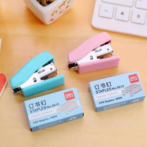 Deli Mini Stapler Set Geometric Patterns Standard Stapler Fresh Style School Office Supply Student Prize Birthday Gift