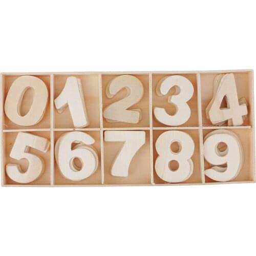 60Pcs/Set Wooden Numbers - Wooden Craft Numbers with Storage Tray - Unpainted