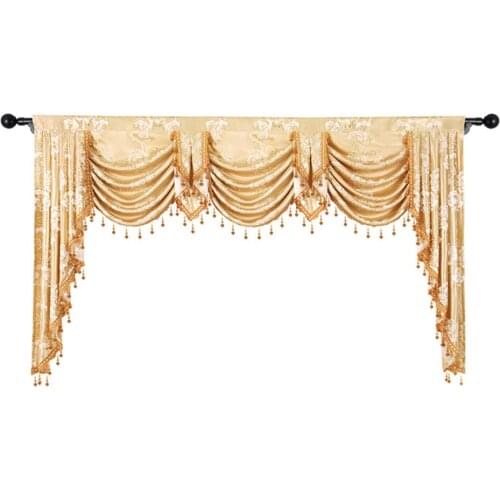 European Royal Luxury Valance Pelmet Curtains for Living Room Windows Bedroom Swag Curtain Wedding Backdrop Stand