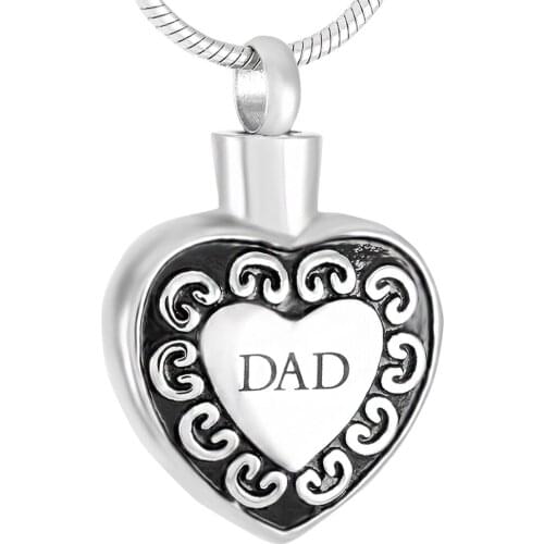 IJD8474 Heart Suspension Stainless Steel Black Color Memorial Ash Keepsake Cremation Jewelry Accessories for DAD