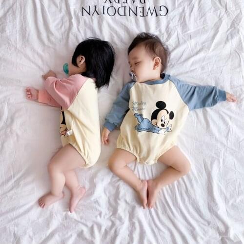Cartoon Mickey Minnie Newborn Baby Long Sleeve Rompers Spring Autumn Cotton Baby Boys Girls One-piece Jumpsuit Toddler Clothes