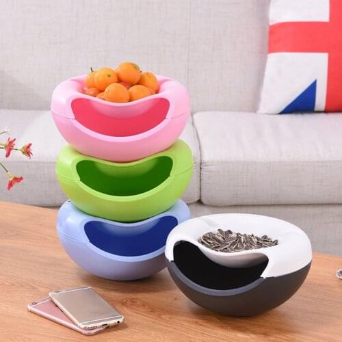 Creative Silicone Lazy Snack Bowl Fruit Dish Storage Box Bowl Detachable Double layers Melon Plate Organizer with Phone Holder